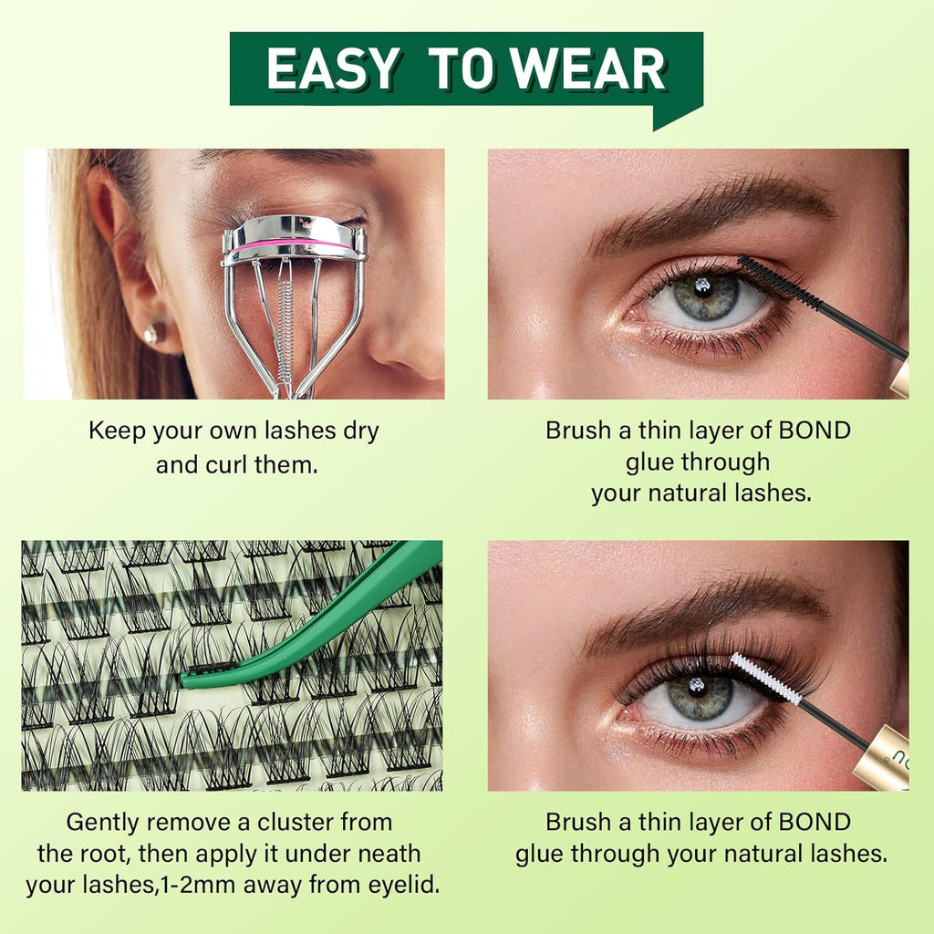 Natural Lash Clusters Wispy Eyelash Clusters 144 pcs Cluster Eyelash Extensions D Curl Individual Lashes 8-18MIX Mix Length Light and Natural Lashes Look with Thin Lash Band by KEYYOU(N01-8-18MIX-D)