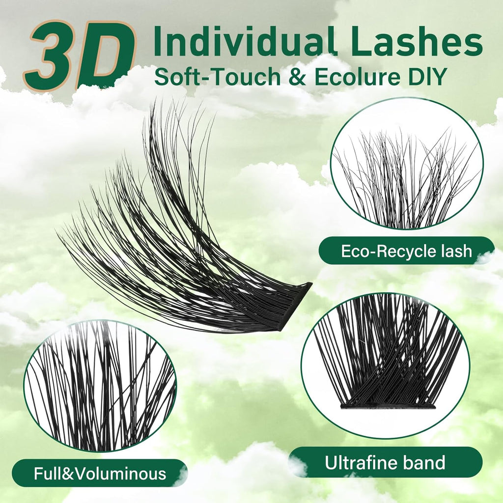 Clusters Eyelash Extensions 3D Effect Eyelash Cluster KEYYOU LASH 280pcs 80D D Curl 9-18MIX Individual Lashes Wispy Lashes Volume Cluster Lashes Natural Lash Extension(3D-80D-D-9-18MIX-zzlj-5)