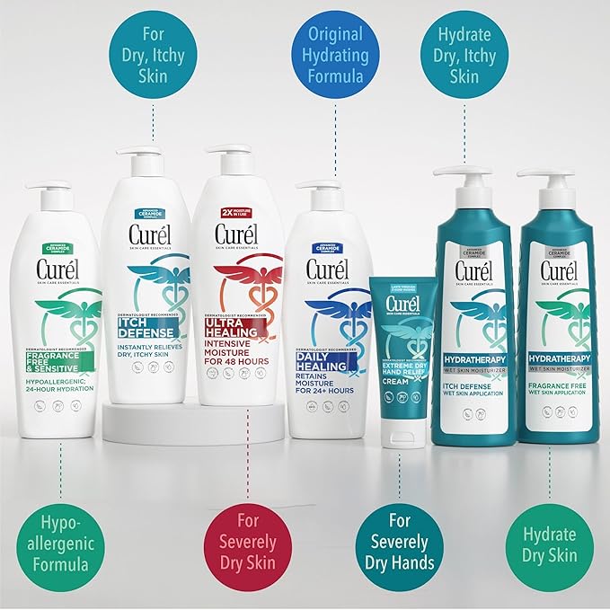 Curel Fragrance Free Lotion, Sensitive Hypoallergenic Lotion for Dry Skin, Dermatologist Recommended, 13 Oz, Pack of 3