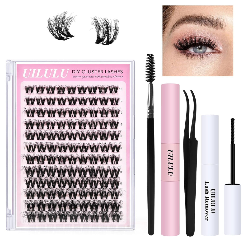 Lash Clusters kit 10-18mm DIY Lash Extension Kit 108 D Curl Fluffy Lashes Clusters 0.07D Individual Lashes Clusters False Eyelashes Natural Eye Lash Kits Extensions Kit