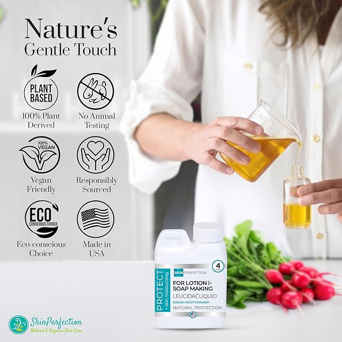 Skin Perfection Leucidal Liquid - Natural Preservative for Lotion Making - DIY Lotion Making Supplies Natural Preservatives for Cosmetics & Compatible with Lotion-Making Serums - 4oz