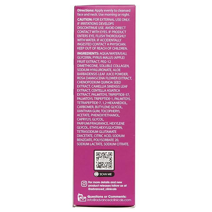 Advanced Clinicals Multi Peptides Serum For Face | Visible Anti Aging Hydrating Collagen Peptide Facial Serum With Vitamin E Helps Improve Look Of Wrinkles, Puffiness, & Uneven Skin Tone, 2-Pack