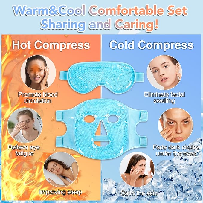 XPCARE Colding Ice Face Mask and Cooling Eye Mask for Puffy Eyes & Migraine Relief, Gel Eye Mask, Cool Face Masks for Dark Circles, Eye Surgery, Sleeping, Pressure, Headaches, Skin Care