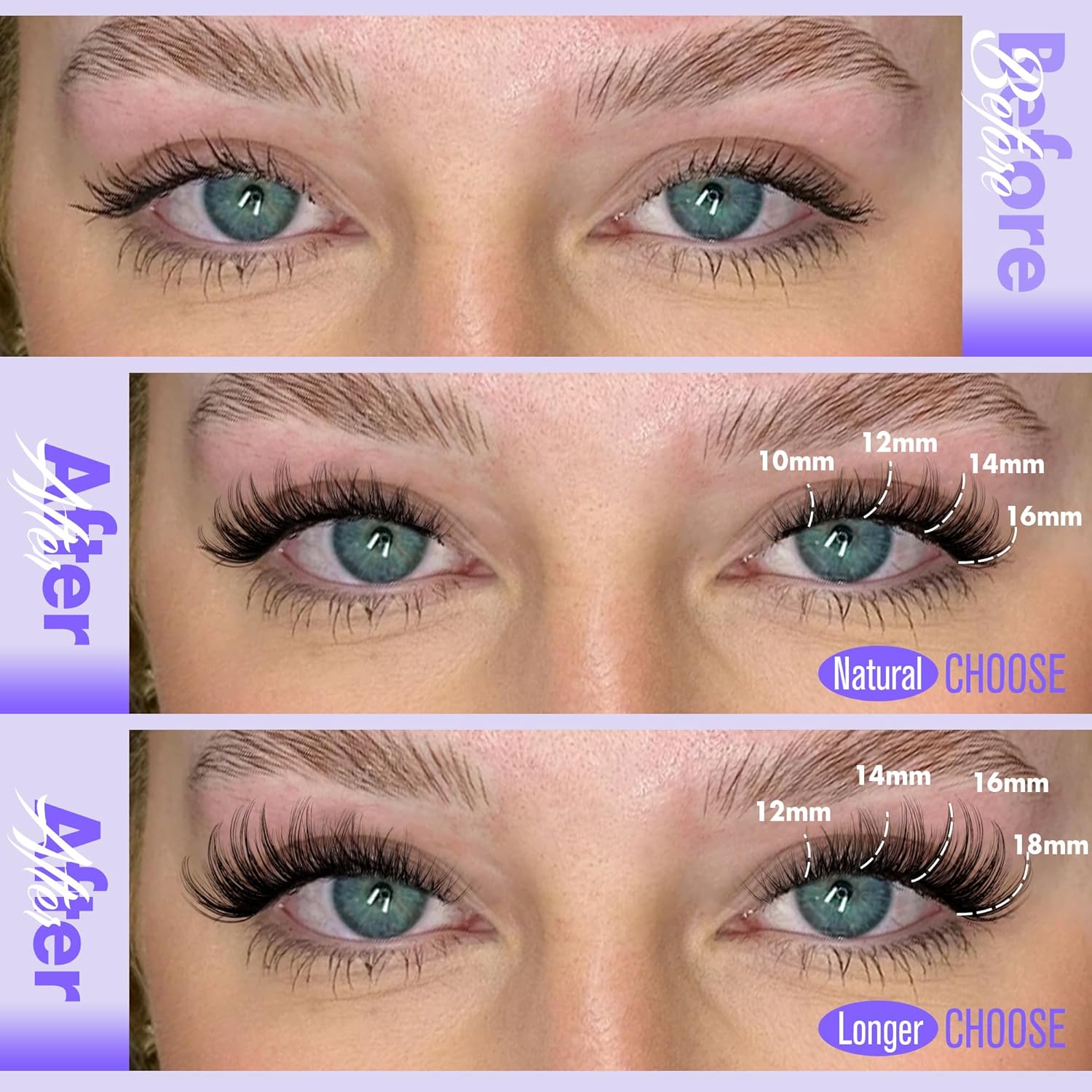 Pawotence Lash Clusters Kit Wispy Lash Extension Kit 10-18mm Cluster Eyelash Extensions Kit Individual Lashes 144pcs Eyelash Clusters with Lash Bond and Seal, Lash Tweezers for Self Use