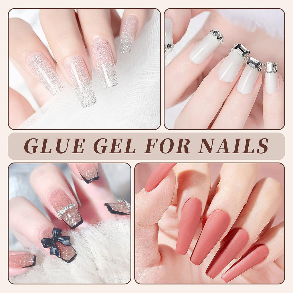 AIJIMEI Nail Glue for Acrylic Nails 20ml - Strong UV Gel Glue for FakeNails & NailTips - Quick Curing Nail Adhesive for Extensions - Salon-Grade Nail BondingGlue