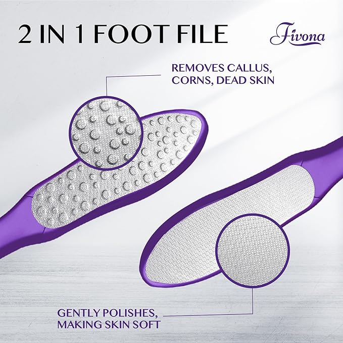 Fivona Foot Care Kit 4 in 1 - Foot Soak Blend with Epsom Salt, Lavender and Essential Oils - Collapsible Foot Soak Basin - 40% Urea Cream for Hard, Dry Skin - Dual Action Foot File