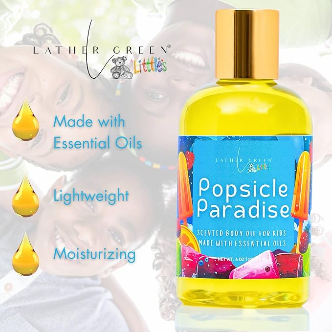 Popsicle Paradise Kids Body Oil, Lightweight Moisturizer with Jojoba Oil, Naturally Scented Kids Body Oil, Non-Greasy, Paraben-Free, Gentle Hydration for Delicate Skin, 4 oz