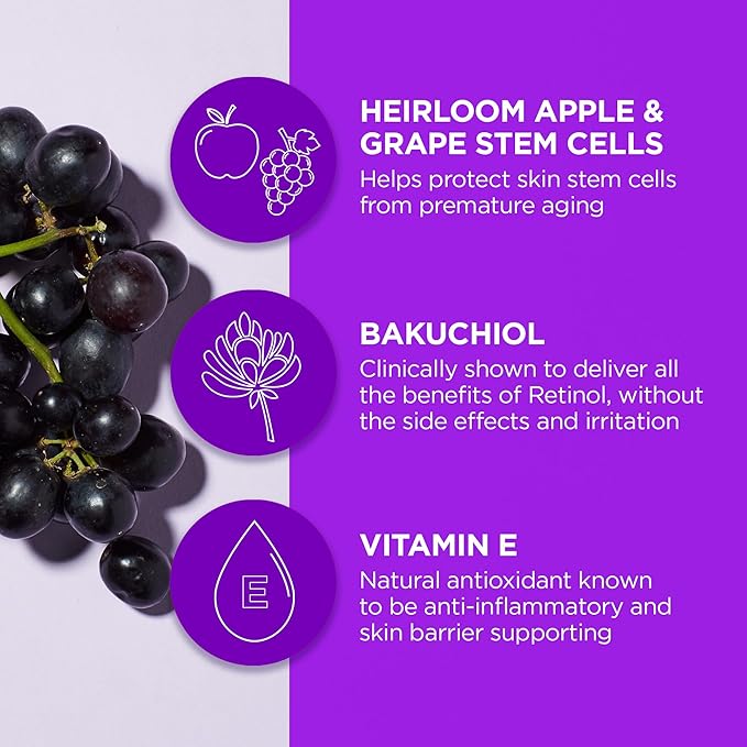 Andalou Naturals Age Defying Bakuchiol Plant-Based Retinol Face Moisturing Cream, 1.7 Ounce + Age Defying Rejuvenating Serum with Bakuchiol Plant-Based Retinol, 1 Oz, Minimize fine lines & Wrinkles