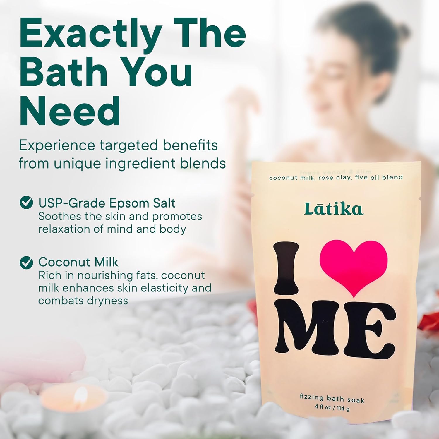 Soak Set of 3 - I Heart Me Bath Soaks with Oats, Milk & Honey for Self-Love & Self-Care – for Relaxation, Muscle Recovery & Skin Nourishment – Stress Relief Soaking Salts