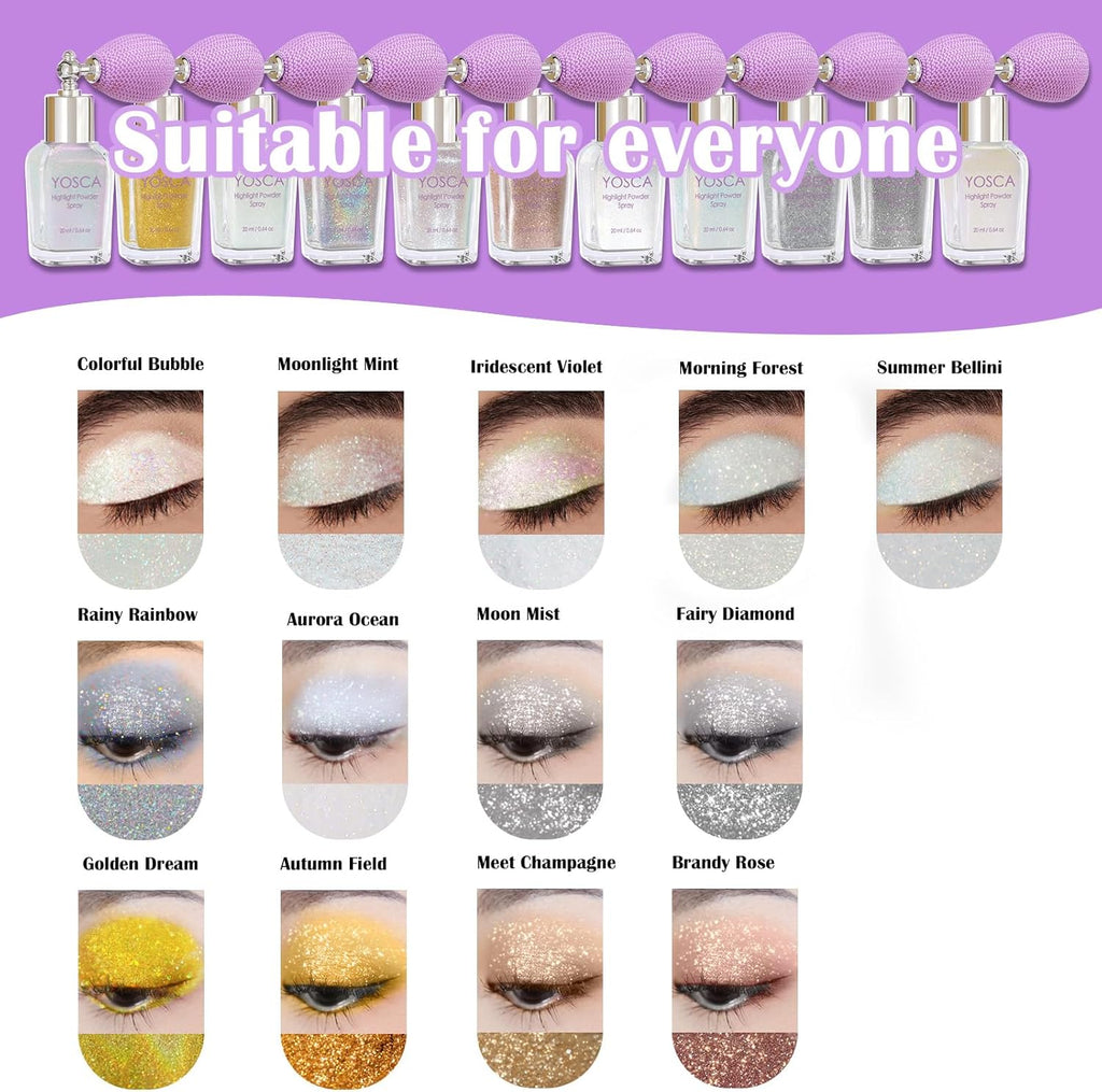 Yosca Body Glitter Spray, 30ML Loose Body Shimmer Powder Hair Spray Rose Pink Glitter Sparkle Highlighter Makeup Christmas Festival Rave Accessories for Clothes Hair Face Nail Art