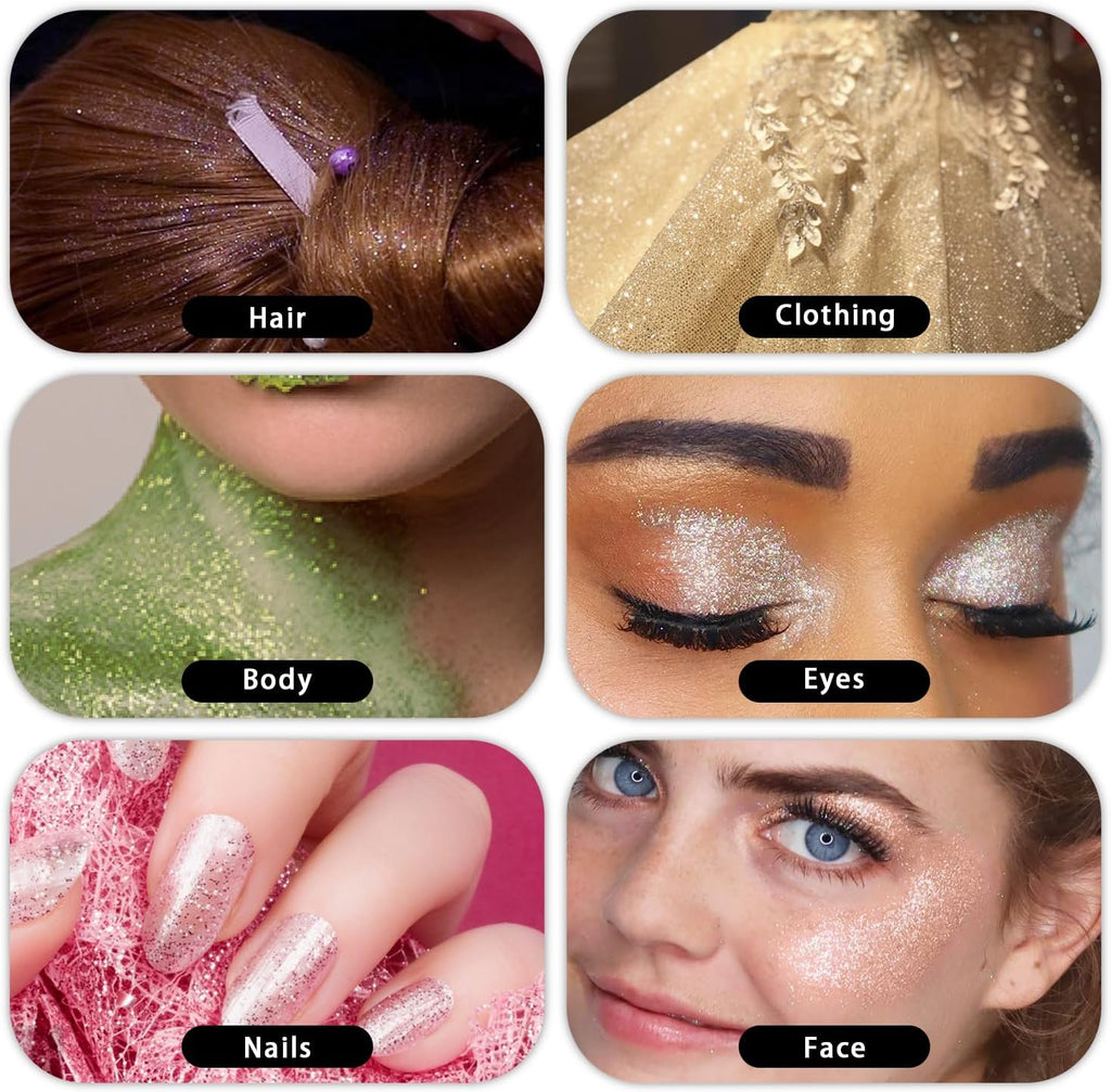 Hair and Body Glitter Spray, Holographic Glitter Highlighter Powder, Face Body Clothes Shiny Glitter, Loose Shimmer Hairspray Festival Rave Prom Accessories, 10g (05# Purple)