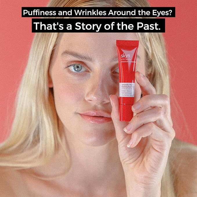 Skyn Iceland Icelandic Youth Cooling Eye Serum Hyaluronic Acid Skincare for Puffy Eyes Dark Circles & Wrinkles with Blue Light Protection, 0.4 Fl. Oz.