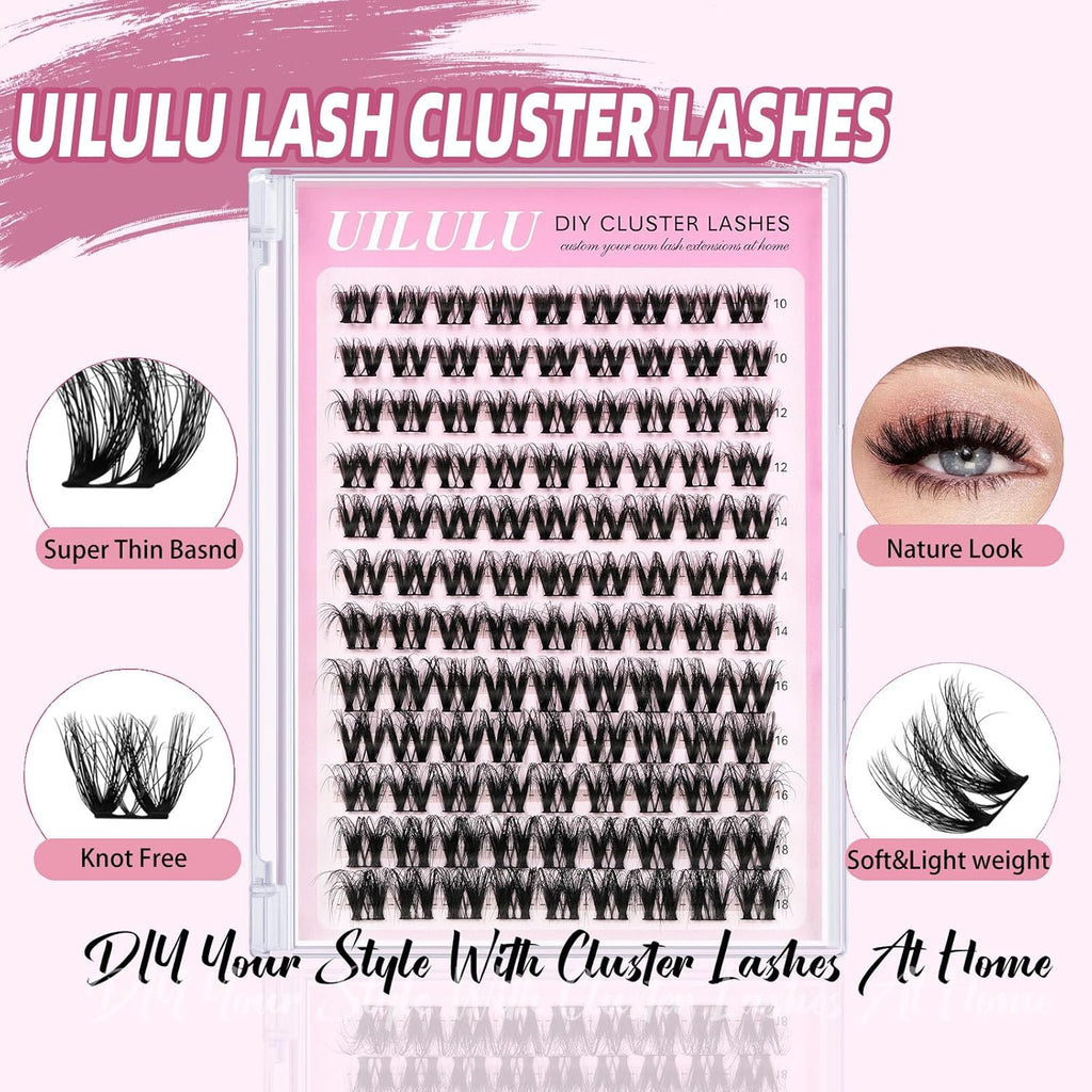 Lash Clusters D Curl Fluffy Clusters Lashes 0.07D 10-18 MIX 108 Eyelashes Individual Lashes DIY Lash Extensions at Home False Lashes Wide Band Natural Eye Lash Clusters