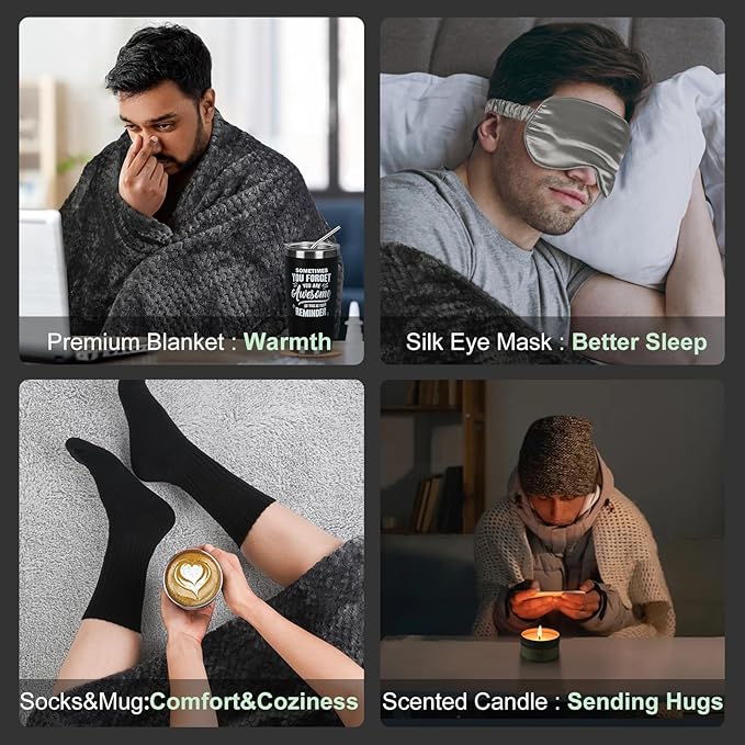 Care Package for Men Sick Friend, Get Well Soon Gifts Basket for Man, Feel Better After Surgery Recover, Thinking of You Sending Hugs Box