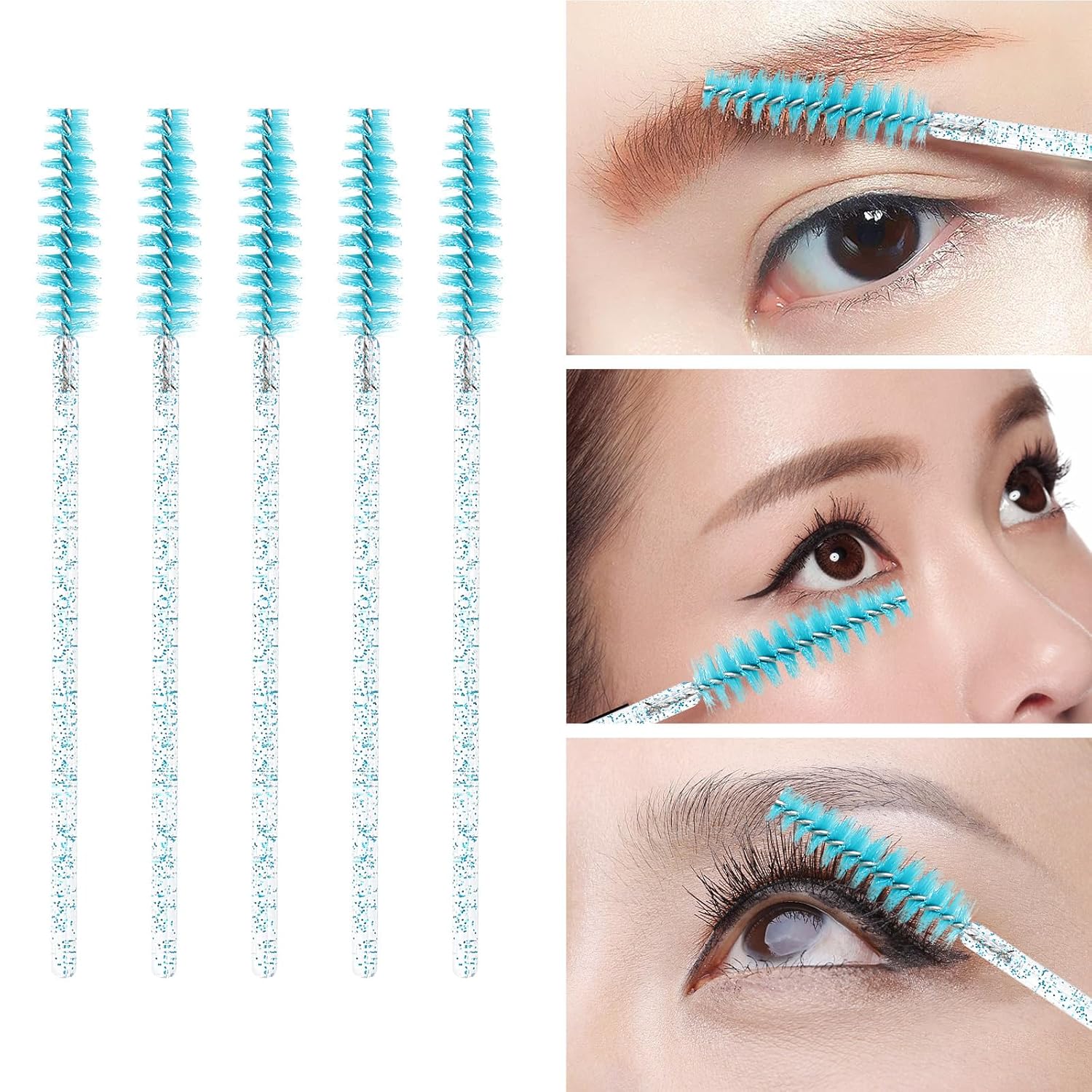 Tbestmax 500 Disposable Mascara Wands Eyelash Brush Blue Spoolies for Eyebrow Eye Lash Extension