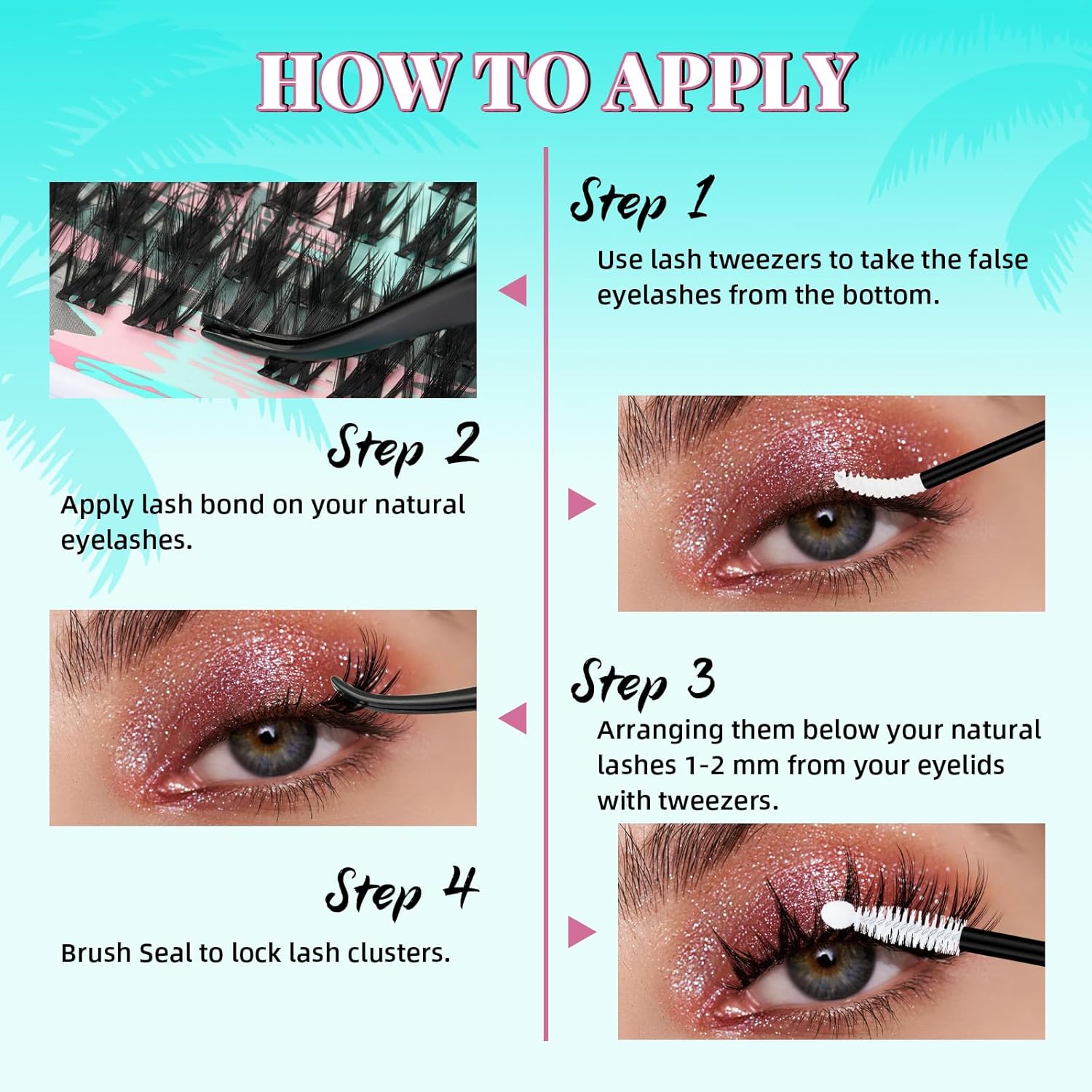 Lash Clusters Kit 144PCS Volume Eyelash Extension Kit with Lash White Bond and Seal,Eyelash Glue Remover and Applicator,Natural Lashes Premium Wide Stem Eyelashes Cluster Kit(Violet,D-Mix8-18mm)