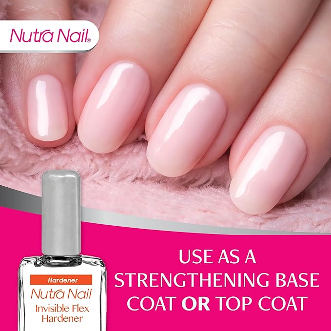 Nutra Nail Invisible Flex Hardener – Instant Protective & Restorative Clear Gel Top Coat Shield for Brittle, Damaged Nails - 0.5 Fl Oz