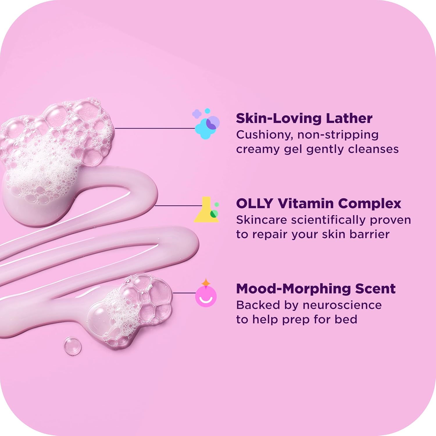 OLLY Body Wash Mixed Pack 4 Count to Restore Skin barrier & Hydrate skin 3 oz