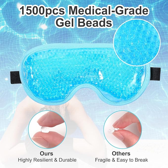 2 Pcs Gel Eye Mask Cooling Ice Eye Puffy Masks Reusable Hot Cold Compress Eyes Mask for Men Women Dry Itchy Eyes Bags Puffiness Dark Circles Headaches Sleeping Stress Relief Convenient Storage