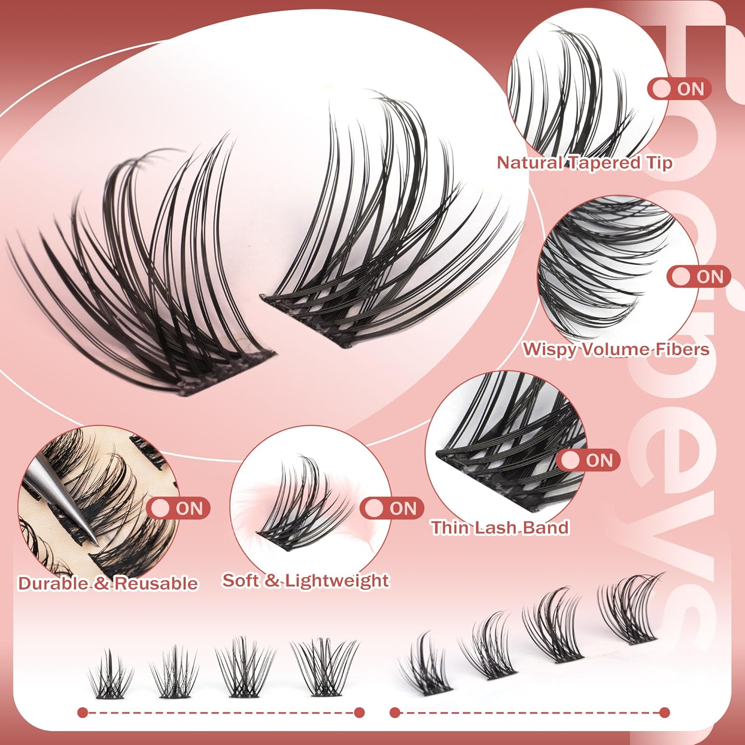 Focipeysa Natural Wispy Lash Clusters Manga Eyelash Clusters Spiky Eyelash Extensions C Curl Individual Lashes Extensions Spike Individual Lashes 12-18mm with Bottom Lashes Clusters DIY Lash at Home
