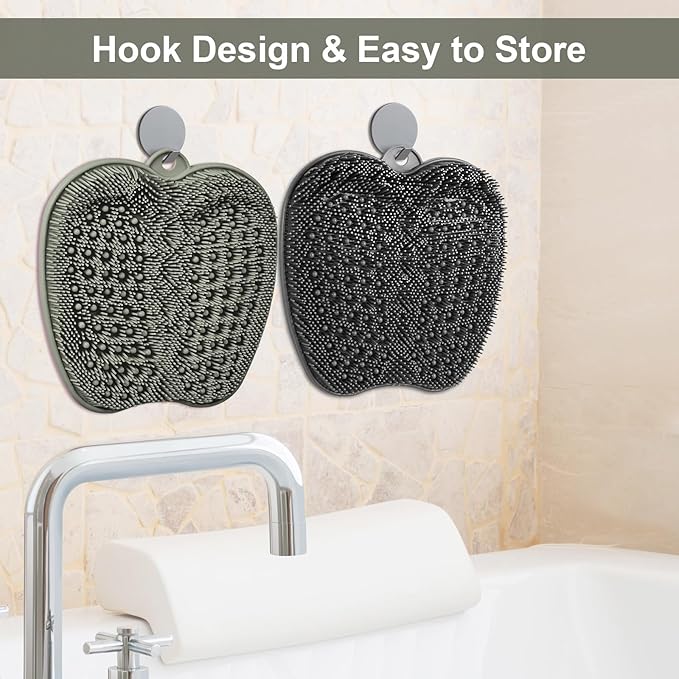 BESKAR 2Pack Shower Foot Scrubber Mat, Foot Scrubbers for Use in Shower, Cleaning & Exfoliating Your Feet No Bend