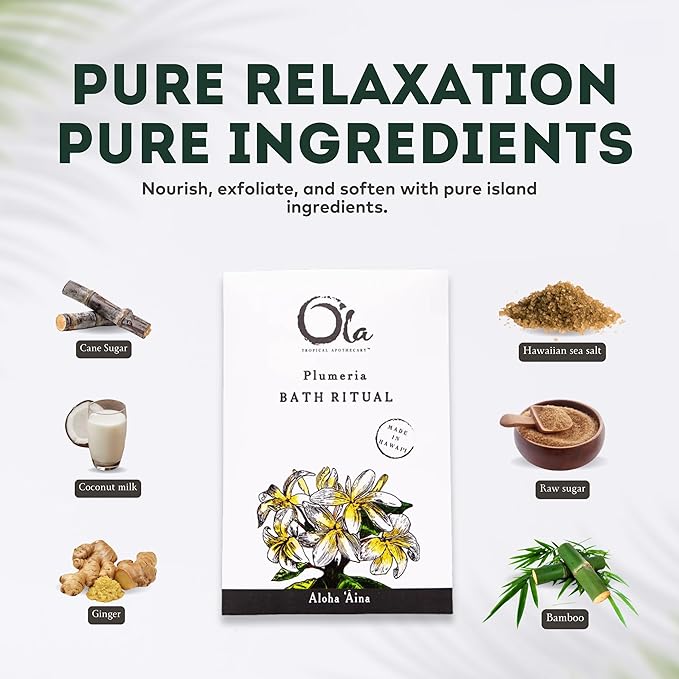 Ola Tropical Apothecary Plumeria Scented Hawaiian Sea Salt Bath Rituals - 2 oz