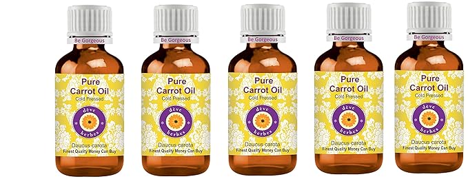 dève herbes Pure Carrot Oil (Daucus carota) Cold Pressed (Pack of Five) 100ml X 5 (16.9 oz)