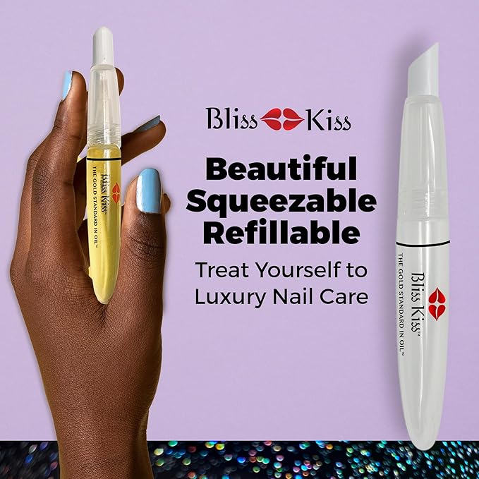 Bliss Kiss Refillable Cuticle Oil Pen for Nails - Empty 8 ml Squeeze Nail Oil Pen with brush applicator from 1-Pack