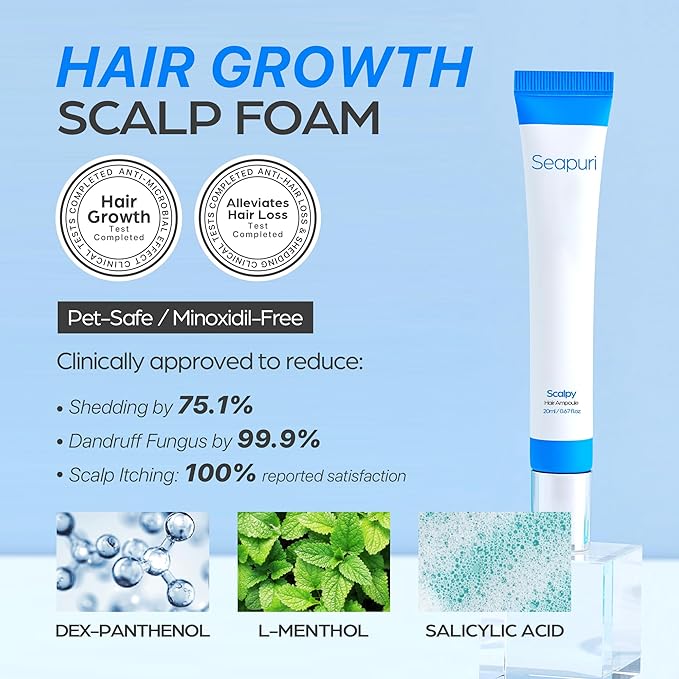 Scalpy Hair Growth Serum for Hair Loss & Thinning | Mothers Day Gifts for Mom | Scalp Massager Treatment w/Salicylic Acid, Menthol, Dexpanthenol | Non-Greasy, Lightweight | Exfoliate Dandruff
