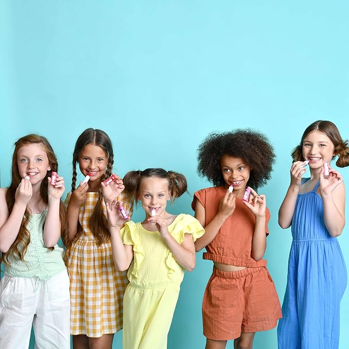 Miss Nella set of 5 Hypoallergenic children Lip Balms- HONEY BUNNY, SWEET CHEEKS & CUTIE PIE, Luvvu Wuvvy, Sugar Plum, Non Toxic Make Up for kids, perfect for those with sensitive skin.