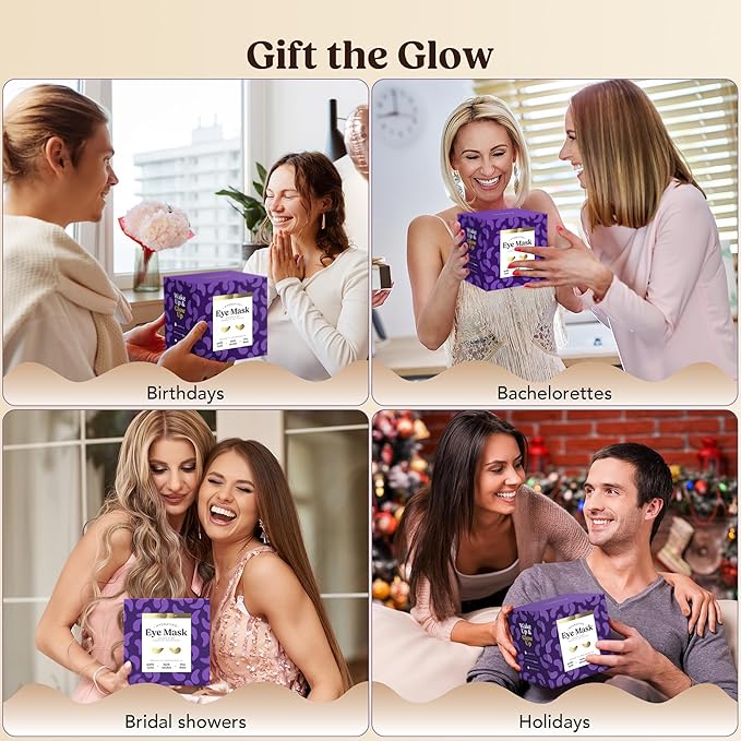 DERMORA Golden Glow Under Eye Patches (15 Pairs Eye Gels) - Rejuvenating Treatment for Dark Circles, Puffy Eyes, Refreshing, Revitalizing, Travel, Wrinkles