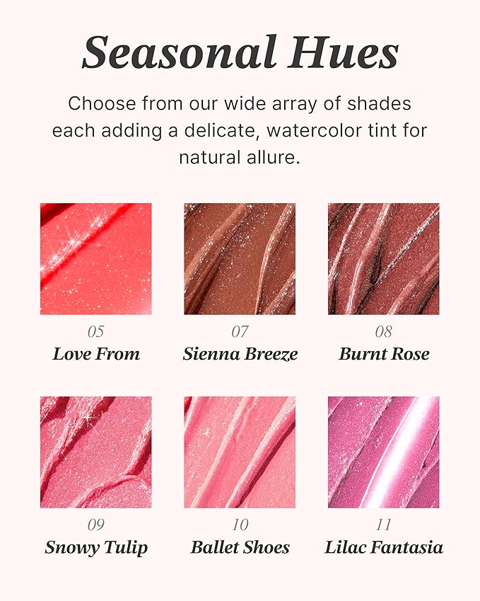 Glint Glow Lip Balm (Sienna Breeze, 0.1oz) - Moisturizing Stain Lipstick with Shine for Natural Lips, Tinted Treatment. Luxurious Korean Skin Care Makeup. Chapped, Dry, Cracked