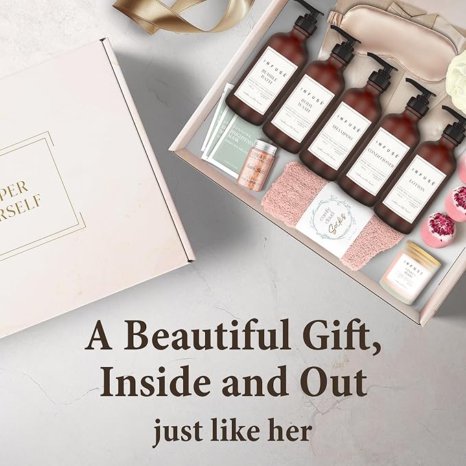 17-Piece Luxury Gift Set with Robe | Complete White Tea & Coconut Bath Collection | Self-Care Kit with Bath Bombs, Face Masks & Hair Care