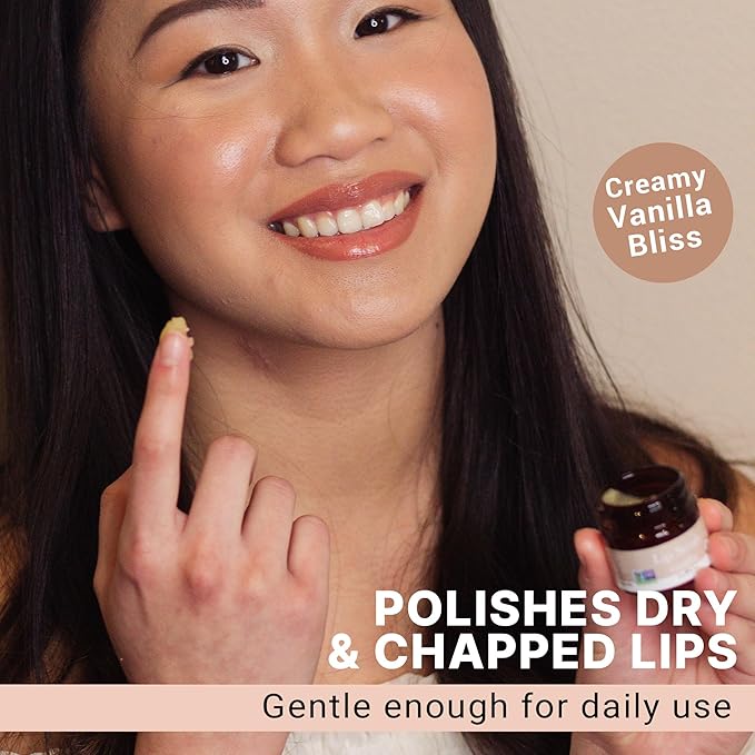 USDA Organic Lip Scrub - USA Made Natural Moisturizing Exfoliator for Dry Lips, Sugar Scrub for Smooth Lips