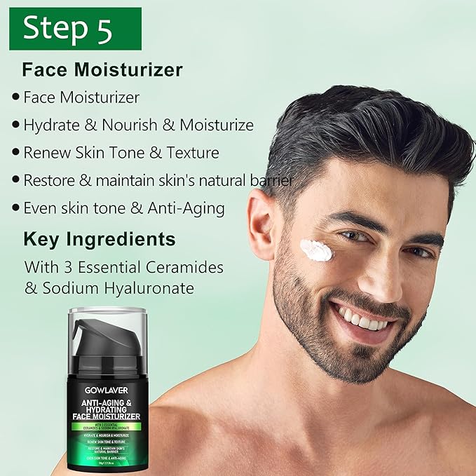 Gifts for Men,Skin Care for Men,Hydrating & Moisturizing Face Care Routine for Mens All Skin Types,Birthday Fathers Gifts Valentines for Him Dad Boyfriend Husband Christmas Stocking Stuffers