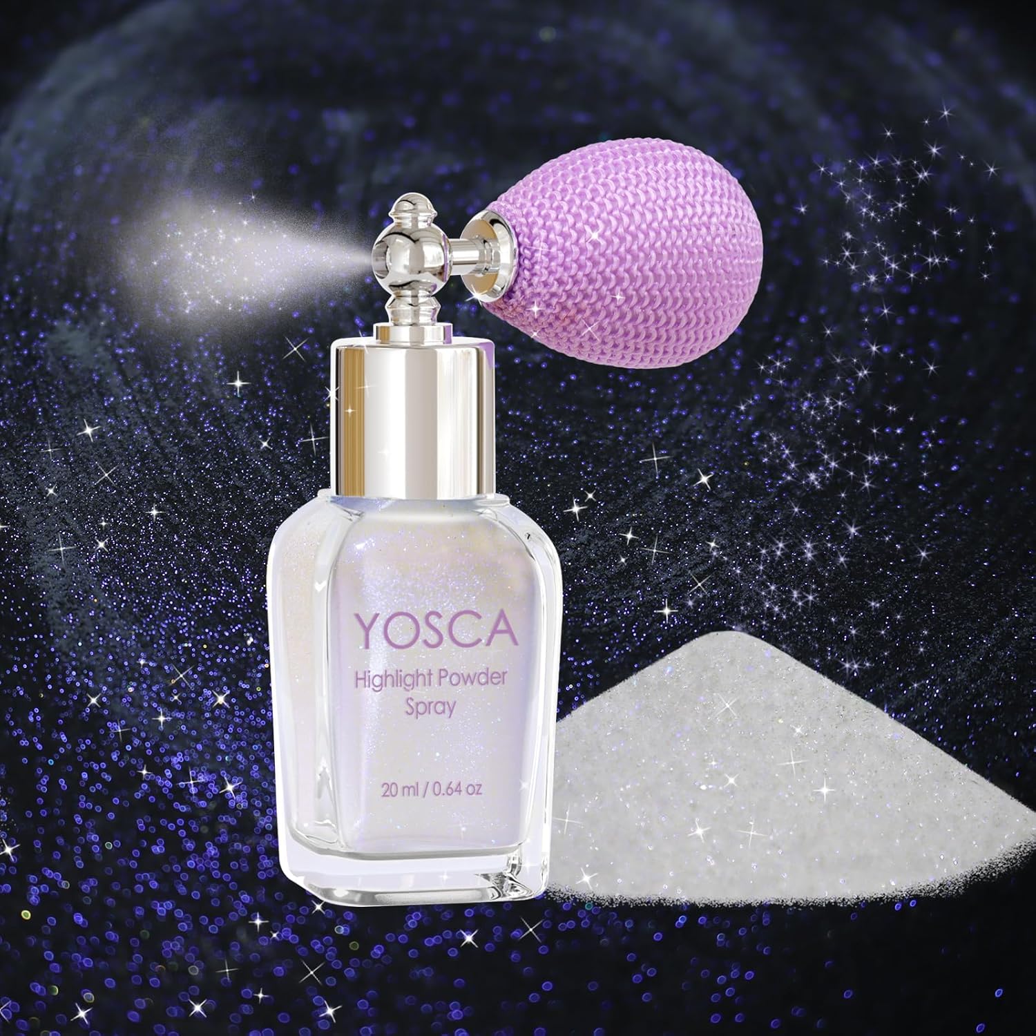 Yosca Body Glitter Spray, 30ML Loose Body Shimmer Powder Iridescent Hair Spray White Glitter Sparkle Highlighter Makeup Mardi Gras Festival Concert Party Rave Accessories for Clothes Hair Face Nail