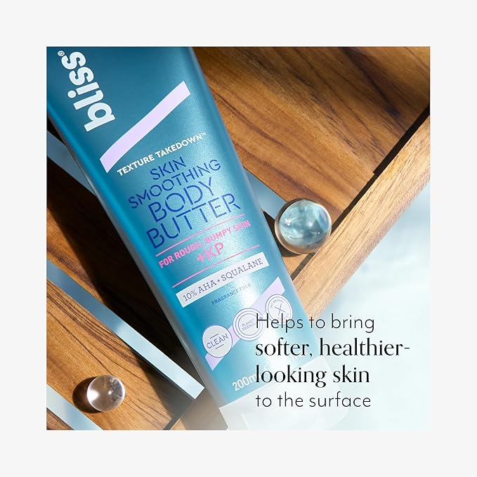 Bliss Body Butter Texture Takedown Skin Smoothing Lotion - Keratosis Pilaris KP - 6.7 Fl Oz - For Rough, Bumpy Skin - 10% AHA + Squalane + Shea Butter - Clean - Vegan & Cruelty-Free