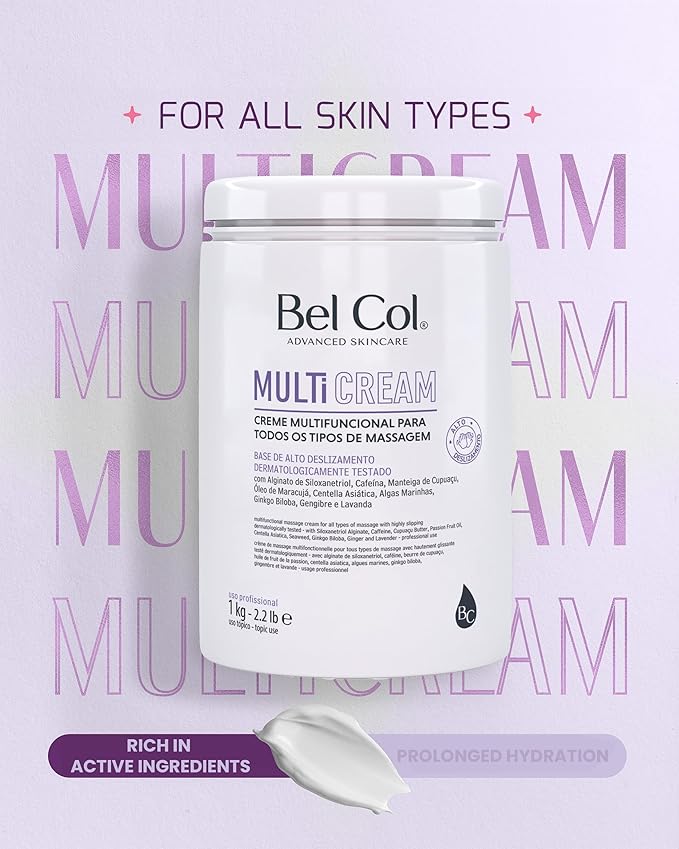 Bel Col Massage Cream – Body Lotion with Caffeine, Ginkgo Biloba and Herbal Oils – Hydrates, Soothes and Nourishes Skin – Suitable for All Skin Types (2.2 Lb.)