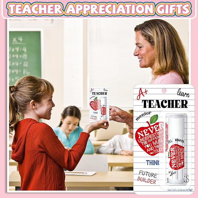 60 Pack Teacher Appreciation Gifts Bulk Lip Balms Teacher Week Employee Coworkers Team Thank You Gift Honey Flavor Balm Inspirational Motivational Graduation Party Gifts