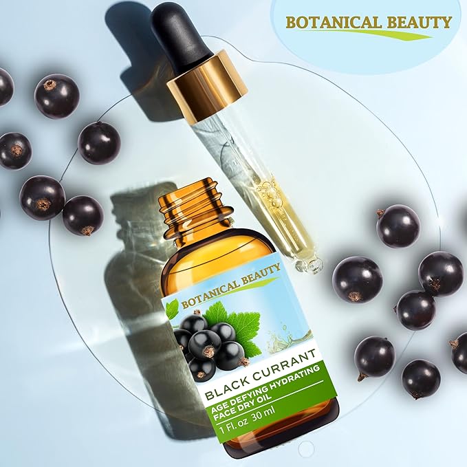 Botanical Beauty BLACK CURRANT AGE DEFYING FACE DRY OIL 100% Natural. Black Currant Oil, Evening Primrose, Grape Seed, Jojoba, Organic Safflower, Vitamin E. Face Moisturizer, Rejuvenate, Anti-aging