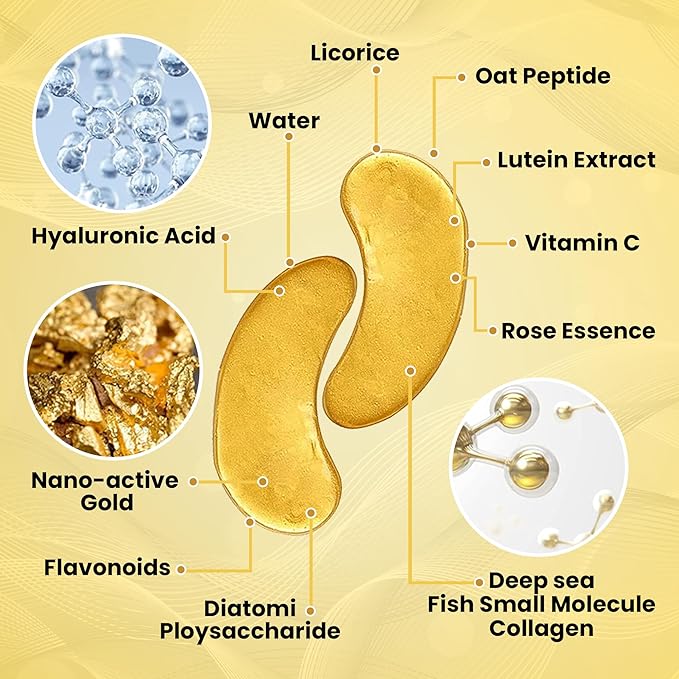 Beauty Golden Under Eye Patches (40 Pairs) - Under Eye Mask for Face Collagen Skin Care Products, Treatment for Dark Circles, Puffy Eyes, Refreshing, Revitalizing, Travel, Wrinkles