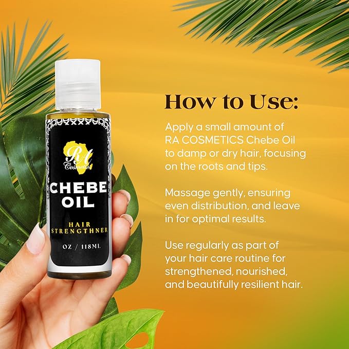 RA COSMETICS Chebe Oil- Hair Strengthening And Growth Enhancing, Moisture-Rich Formula with Chebe, Natural Oil - Rich In Nutrients - Promote Elasticity, Prevents Breakage, Nourishes Scalp-4oz