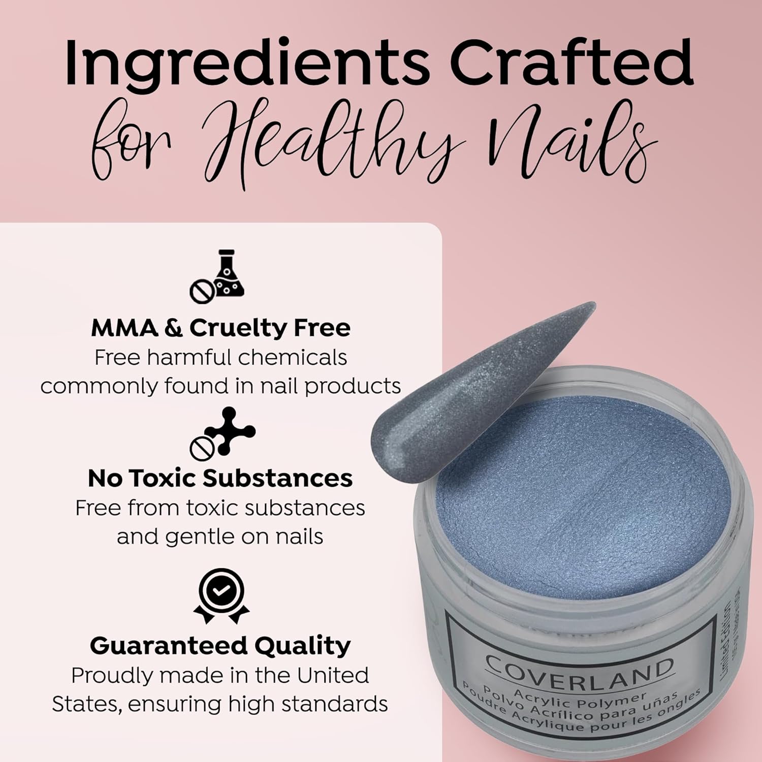 Tones Coverland Acrylic Nail Powder "Melted Metals" - Limited Edition Acrylic Powder for Nail Design, Sculpting, and Masking Nail Bed Imperfections - Professional Acrylic Nail Supplies - (1.5 Oz)