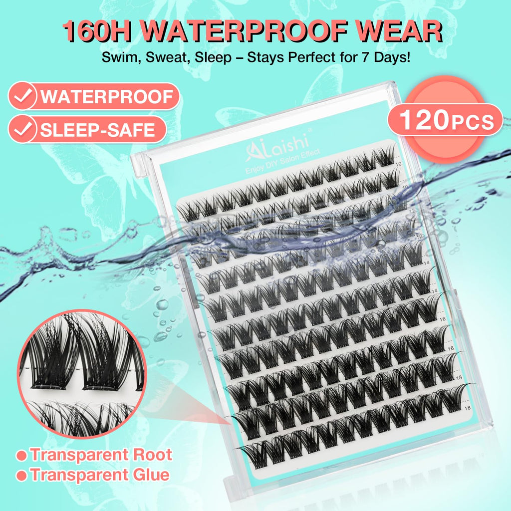 No Glue Needed Lashes, Self Adhesive Eyelashes, DIY Lash Cluster Extensions Kit 10‑18mm,120pcs Fluffy D Curl Soft Natural Lashes with Tweezers–Fake Cat Eye Wispy Individual Clusters 1-5-L