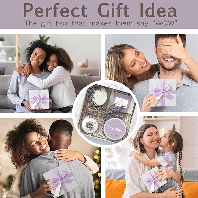 Lavender Spa Gift Set for Moms & Teachers – Gift Basket for Her - Thoughtful Gifts for Mother’s Day - Teacher Appreciation Gifts - Spa-Inspired at Home - Self-Care Essentials