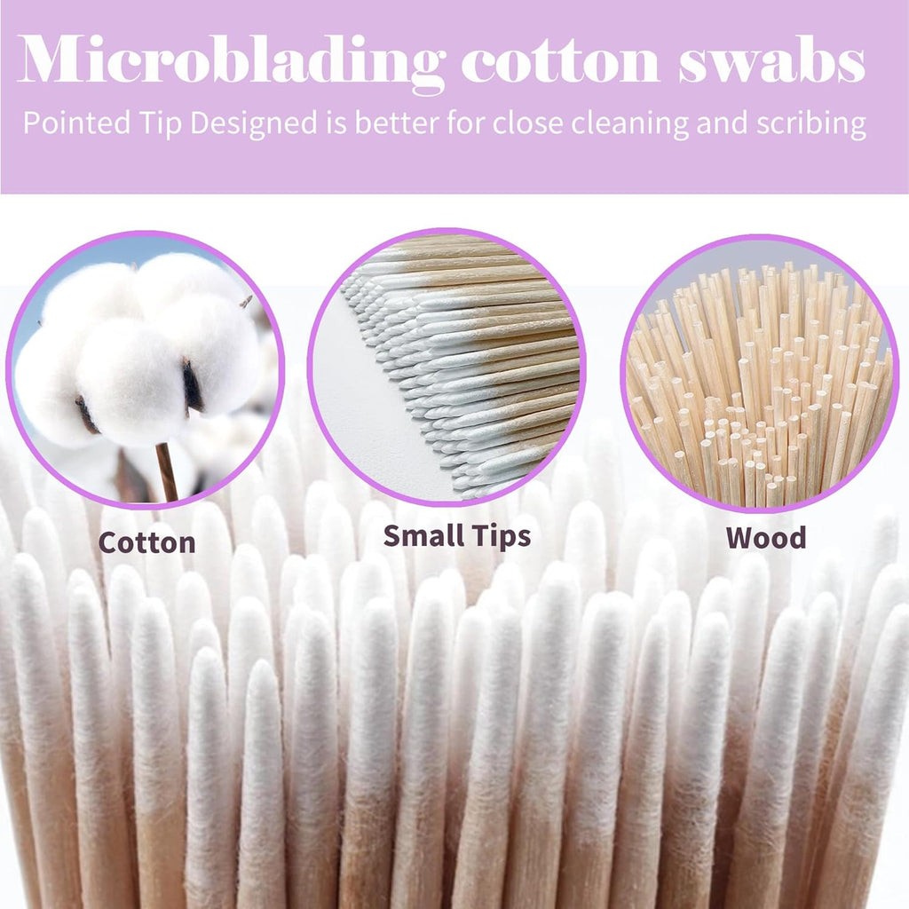 1000PCS Pointed Cotton Swabs - Precision Tip Cotton Swabs - 4 Inch Microblading Cotton Swabs - Microblading Cotton Buds for Eyebrow Eyelash Extensions, Makeup, Nails, Tattoo Permanent Supplies, Craft