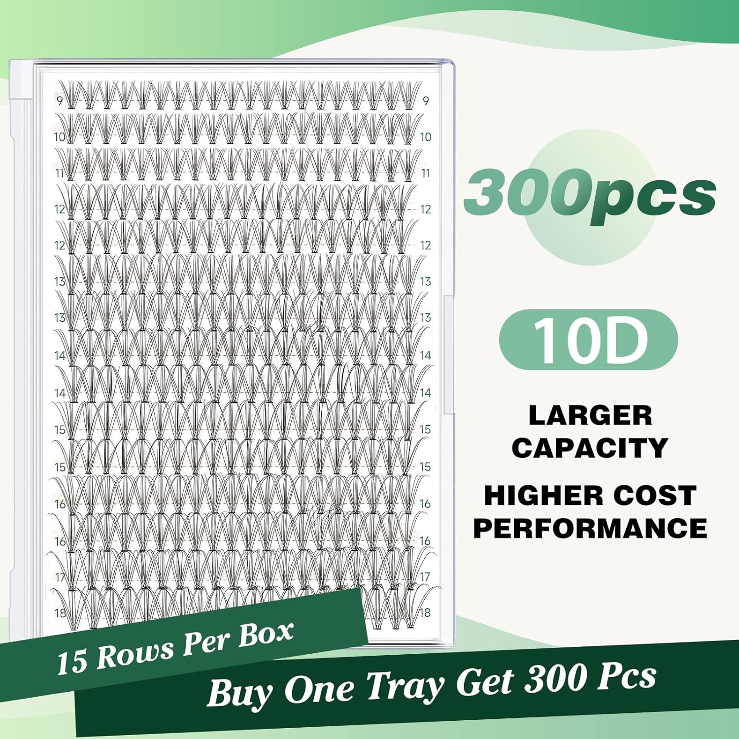 Lash Clusters 300Pcs Individual Lashes 10D 0.1D Curl 9-18MMIX Lash Extensions Clusters Lashes Soft&Natural False Eyelashes Individual DIY Eyelash Extension at Home(10D-0.1D,9-18MIX)