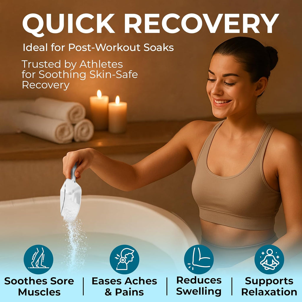 Epsom Salt Bath Soak 45 lb Bucket – Unscented, Pure Epsom Salt Bulk Crystals, Magnesium Sulfate for Full Body or Foot Soaks, Resealable Container with Scoop for Home Bath Use