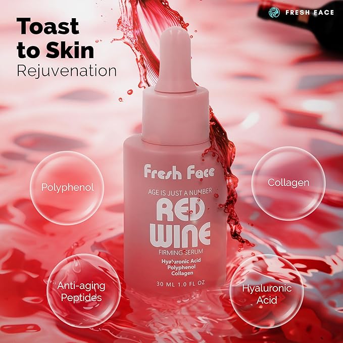 Fresh Face Hyaluronic Acid Serum for Face 30 ml 1.0 fl.oz – Anti Aging Hydrating serum with Collagen & Polyphenol - Reduces Wrinkles, Fine Lines and Plumps Skin - Enhances Skin Texture & Elasticity