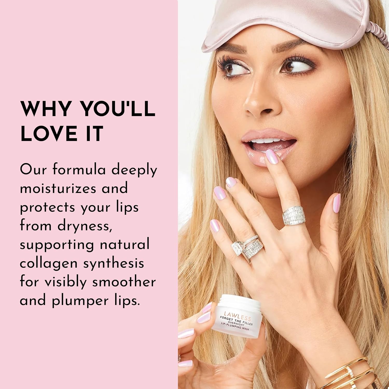 Lawless Women's Forget The Filler Overnight Lip Plumping, Juicy Watermelon, Pink, 0.28 Ounce (Pack of 1)